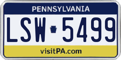PA license plate LSW5499