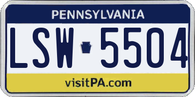PA license plate LSW5504