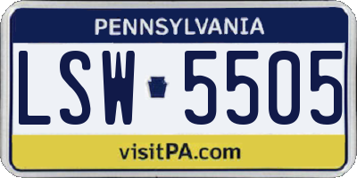 PA license plate LSW5505