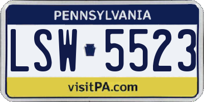 PA license plate LSW5523