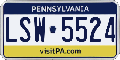 PA license plate LSW5524