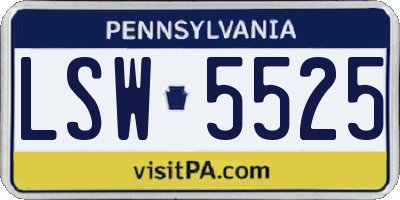 PA license plate LSW5525