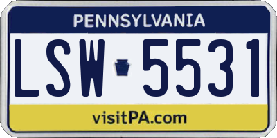 PA license plate LSW5531