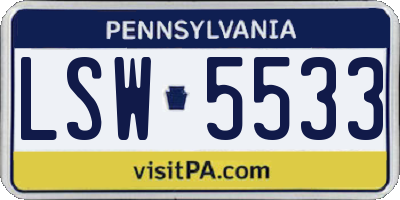 PA license plate LSW5533
