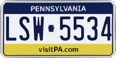 PA license plate LSW5534