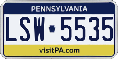 PA license plate LSW5535