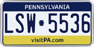 PA license plate LSW5536
