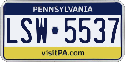 PA license plate LSW5537