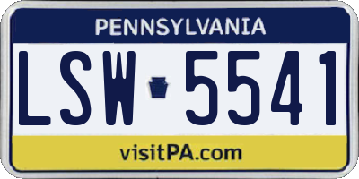 PA license plate LSW5541