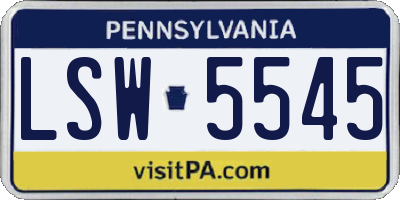PA license plate LSW5545