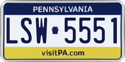 PA license plate LSW5551