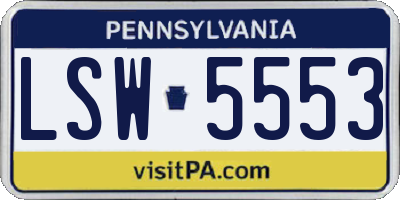 PA license plate LSW5553