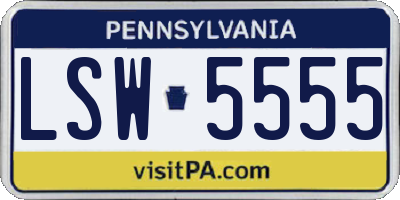 PA license plate LSW5555