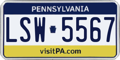 PA license plate LSW5567