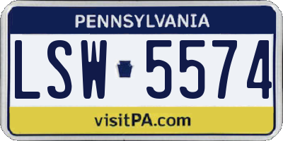 PA license plate LSW5574
