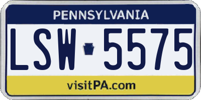 PA license plate LSW5575