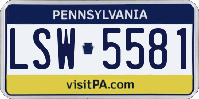PA license plate LSW5581