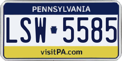PA license plate LSW5585