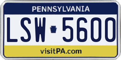PA license plate LSW5600