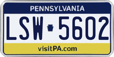PA license plate LSW5602
