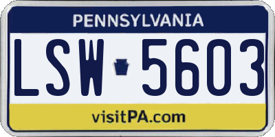 PA license plate LSW5603