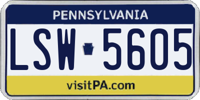 PA license plate LSW5605