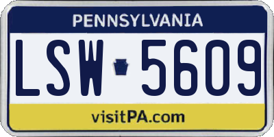 PA license plate LSW5609