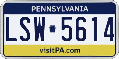 PA license plate LSW5614