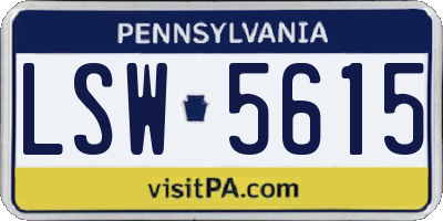 PA license plate LSW5615