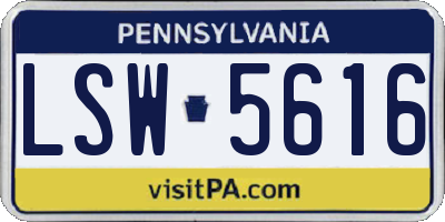 PA license plate LSW5616