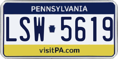 PA license plate LSW5619