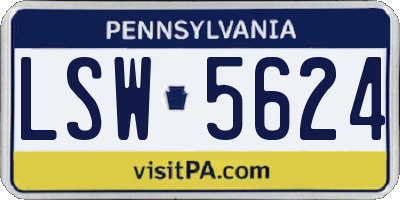 PA license plate LSW5624