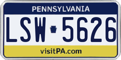 PA license plate LSW5626