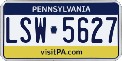 PA license plate LSW5627