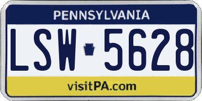 PA license plate LSW5628