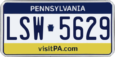 PA license plate LSW5629