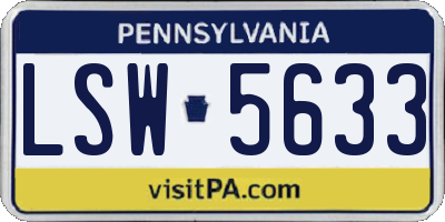 PA license plate LSW5633