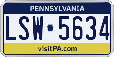 PA license plate LSW5634