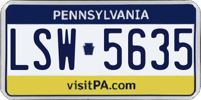 PA license plate LSW5635