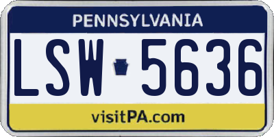 PA license plate LSW5636