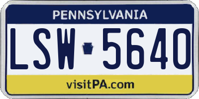 PA license plate LSW5640