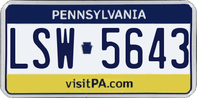 PA license plate LSW5643