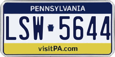 PA license plate LSW5644