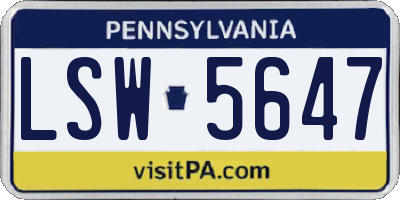 PA license plate LSW5647