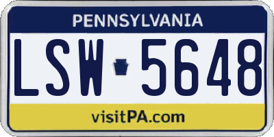 PA license plate LSW5648