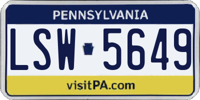 PA license plate LSW5649
