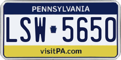 PA license plate LSW5650