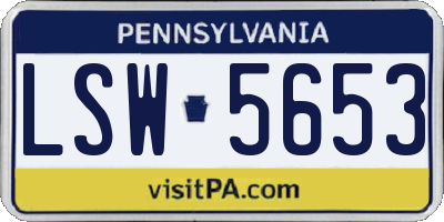 PA license plate LSW5653
