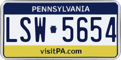 PA license plate LSW5654