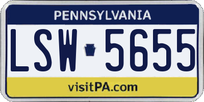 PA license plate LSW5655
